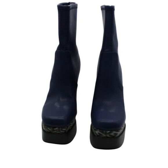 Guess Womens Blue Color Block 2 Platform Dress Booties - Picture 3 of 8